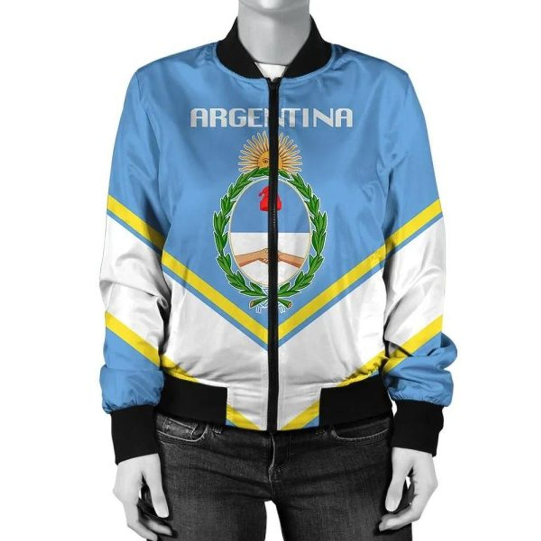 FUNSTUFFPRINT Anguilla Coat Of Arms Women Bomber Jacket Lucian Style 3D Bomber Jacket