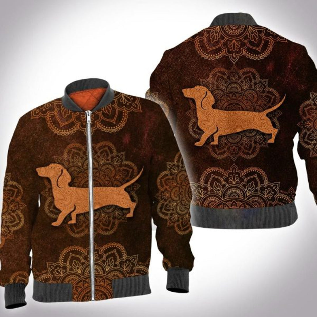 FUNSTUFFPRINT Animal mandala Dachshund 3D All Over Printed Shirt, Bomber Jacket Size S - 5XL 3D Bomber Jacket