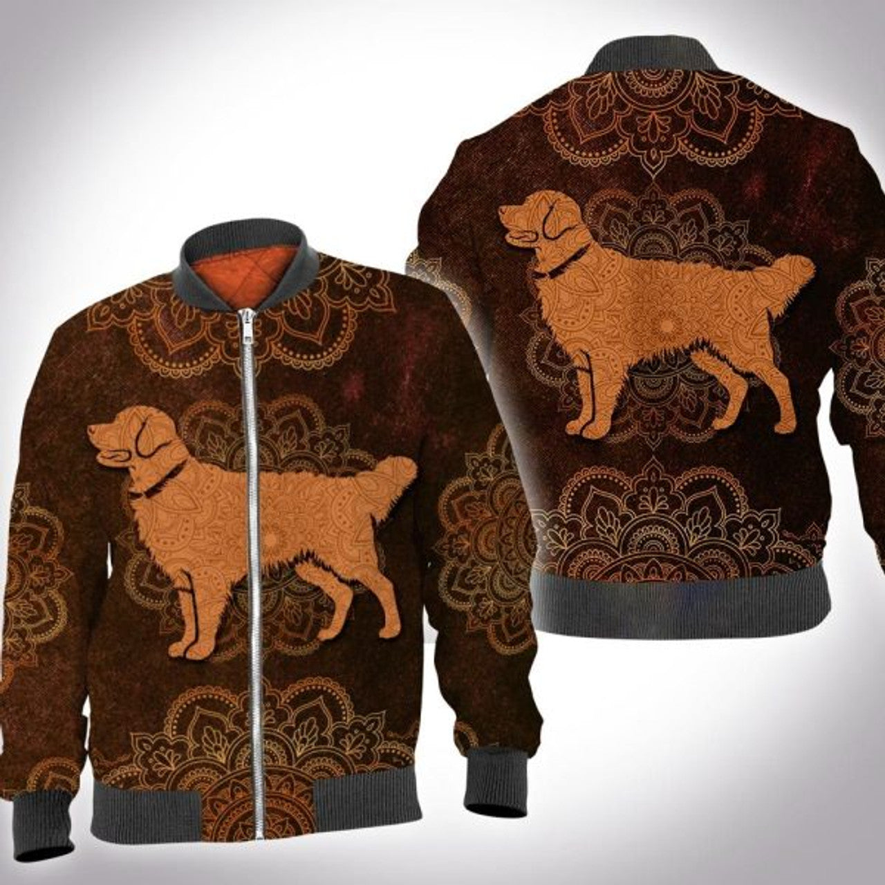 FUNSTUFFPRINT Animal mandala golden 3D All Over Printed Shirt, Bomber Jacket Size S - 5XL 3D Bomber Jacket