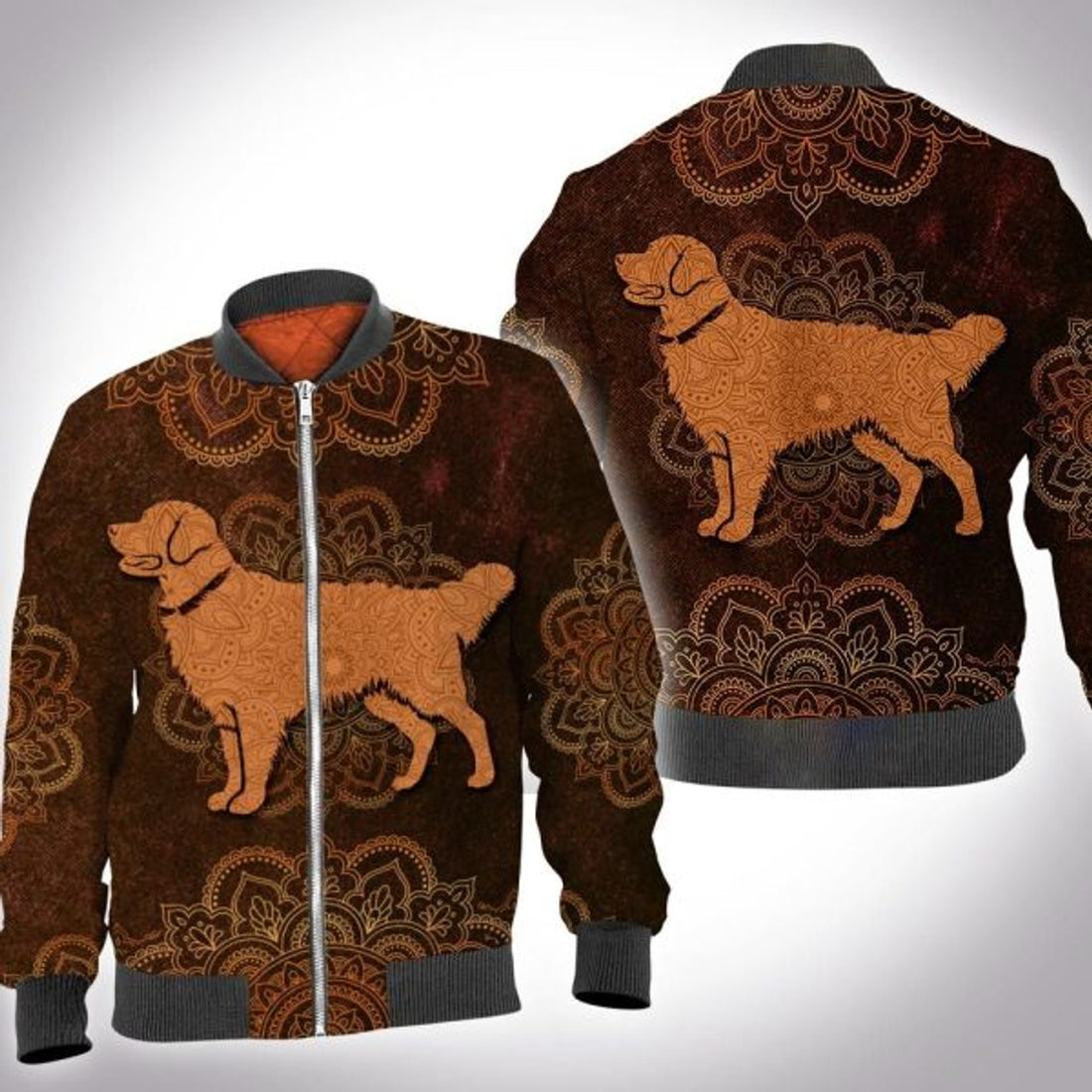 FUNSTUFFPRINT Animal mandala golden 3D All Over Printed Shirt, Bomber Jacket Size S - 5XL 3D Bomber Jacket