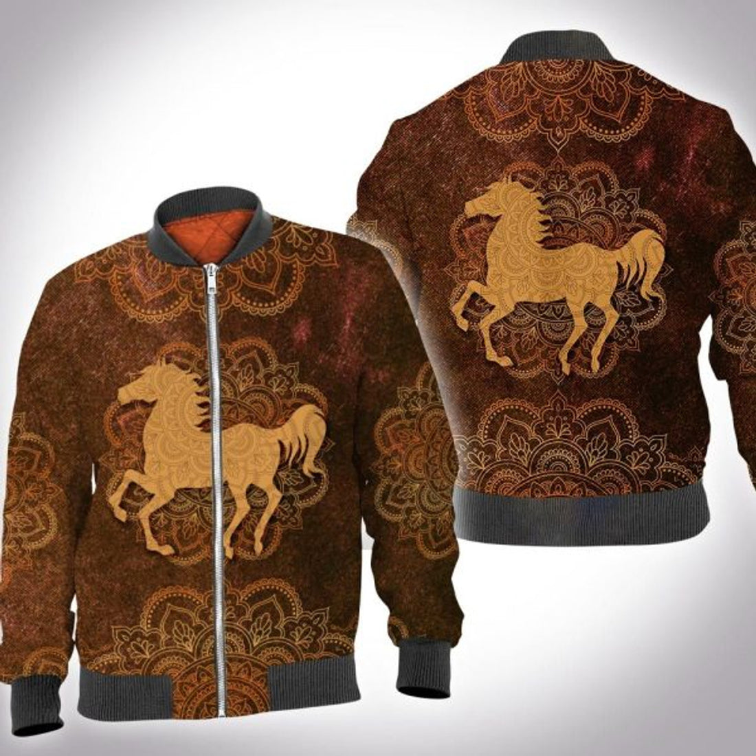FUNSTUFFPRINT Animal mandala horse 3D All Over Printed Shirt, Bomber Jacket Size S - 5XL 3D Bomber Jacket