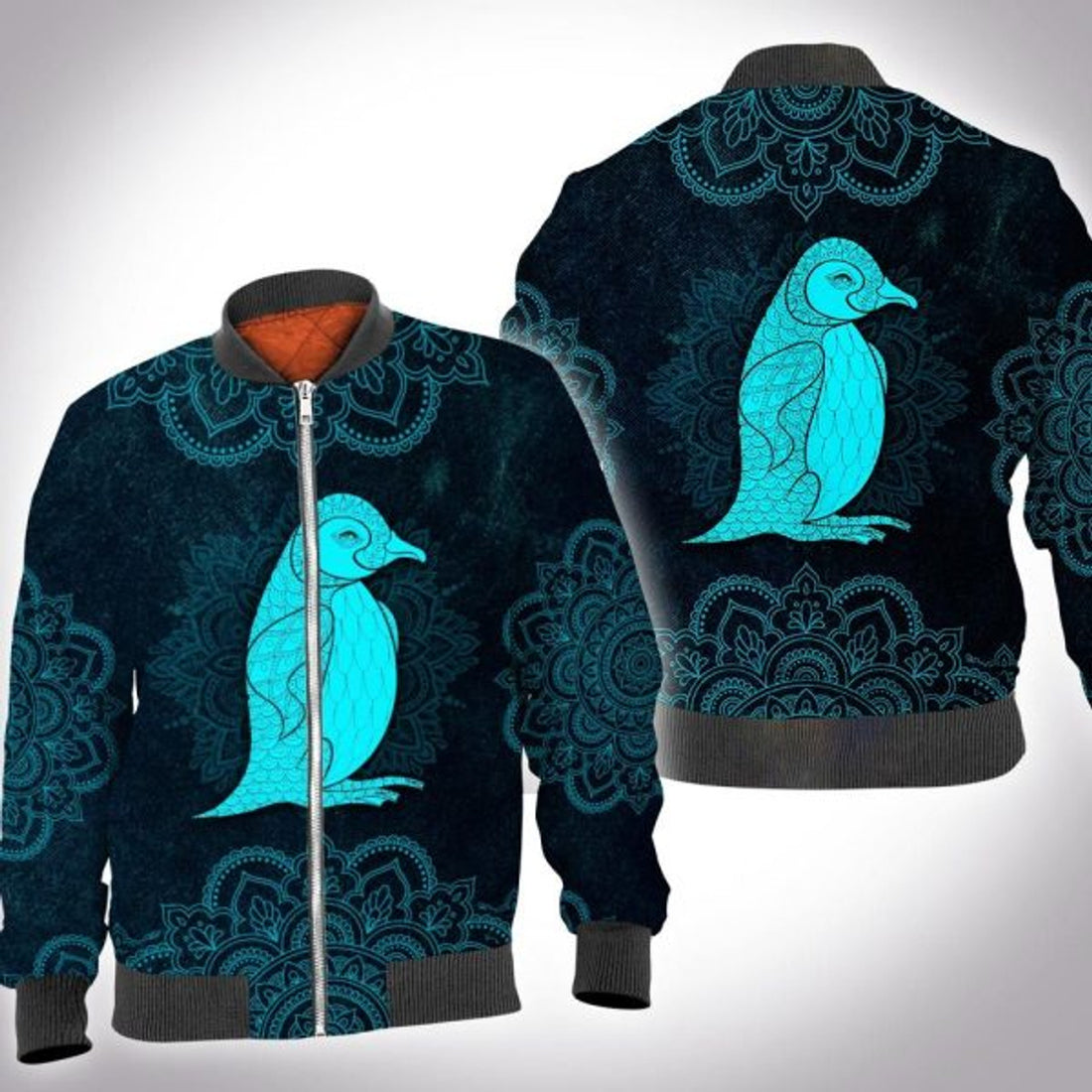FUNSTUFFPRINT Animal mandala penguin 3D All Over Printed Shirt, Bomber Jacket Size S - 5XL 3D Bomber Jacket