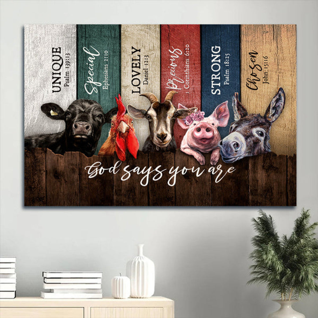 Animals On Farm Animal Painting Farm Lover God Says You Are Canvas Wall Art - Christian Wall Decor