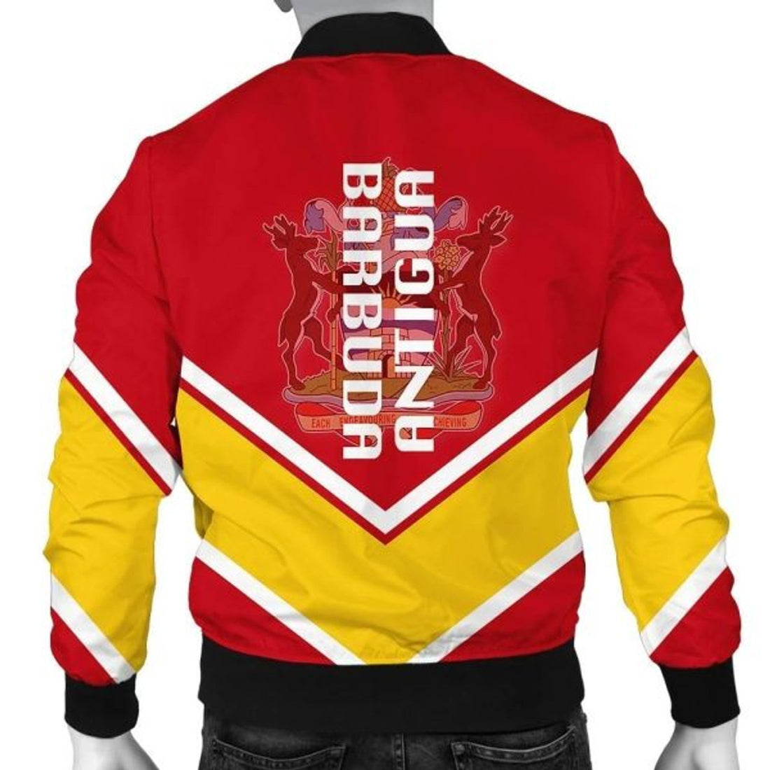 FUNSTUFFPRINT Antigua and Barbuda Coat Of Arms Men Bomber Jacket Lucian Style 3D Bomber Jacket