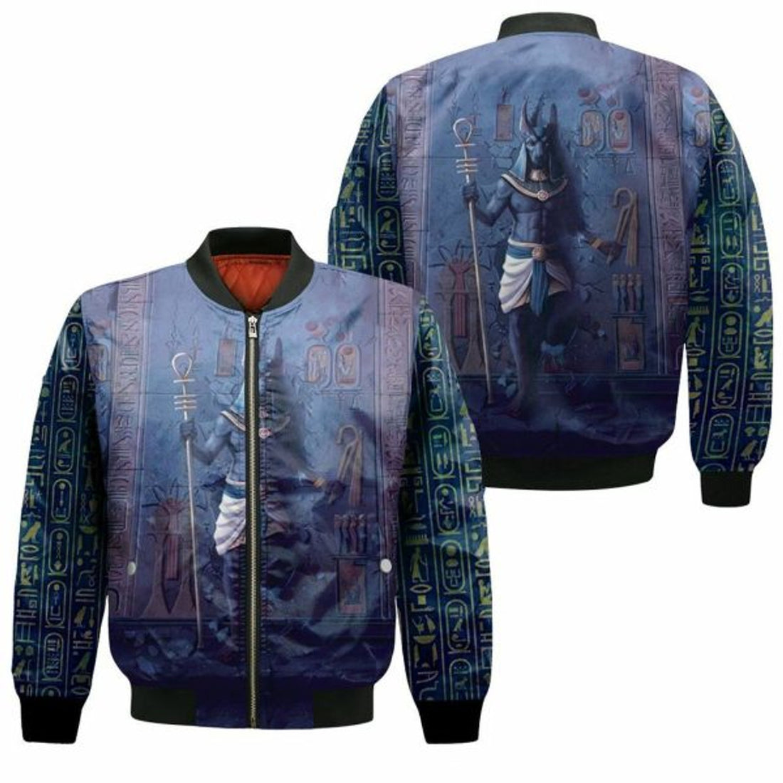 FUNSTUFFPRINT Anubis Egypt Pharaoh Bomber Jacket 3D Bomber Jacket