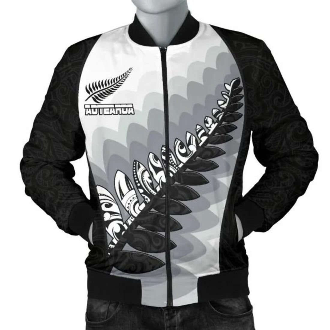 FUNSTUFFPRINT Aotearoa Maori Silver Fern Men's Bomber Jacket 3D Bomber Jacket