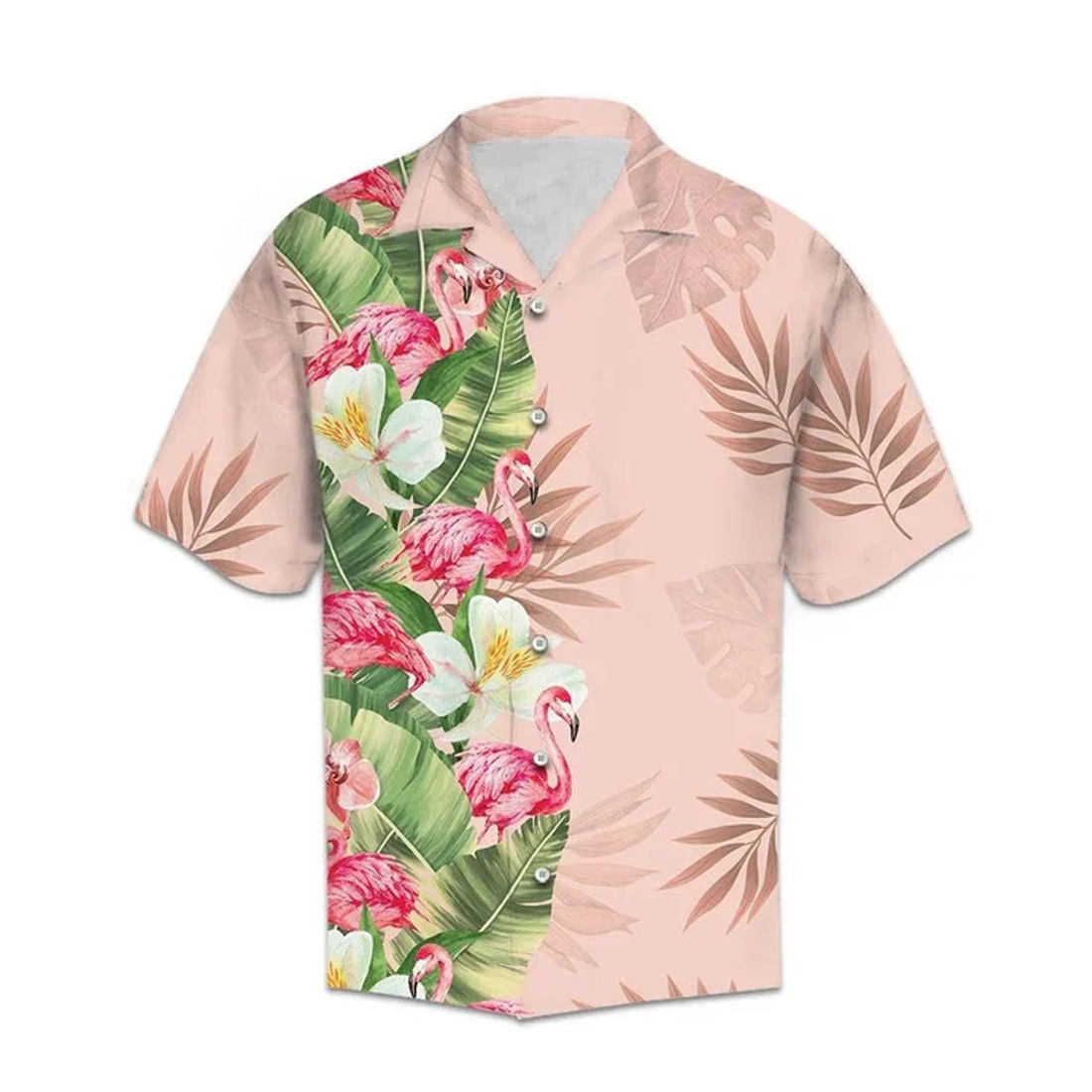 Tropical Flamingo And Banana Leaf Pattern Hawaiian Shirt