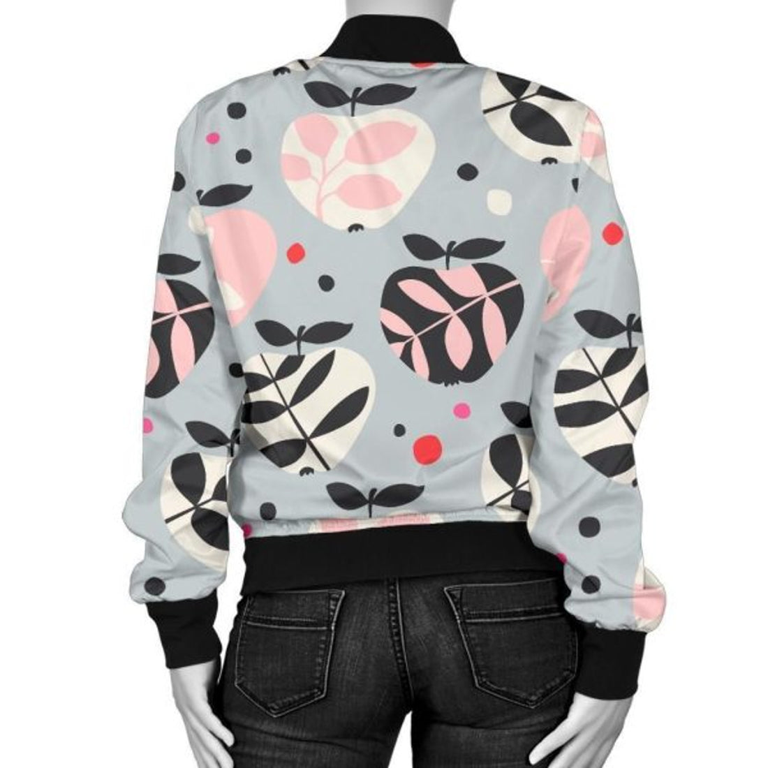 FUNSTUFFPRINT Apple Print Pattern Women Casual 3D Bomber Jacket