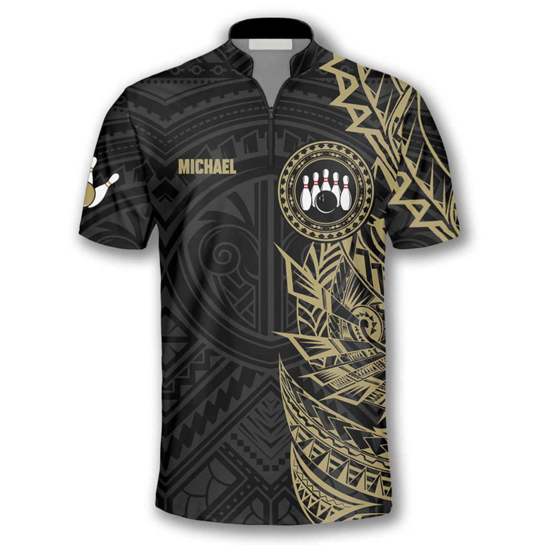 Custom Golden Tribal Custom Bowling Jerseys for Men, Perfect Shirt for Bowling Lover, Bowling Jersey Shirt