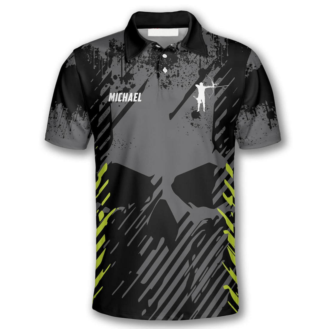 Custom Grey Skull Grunge Style Custom Archery Shirts For Men, Skull Shirt, Archery Shirt