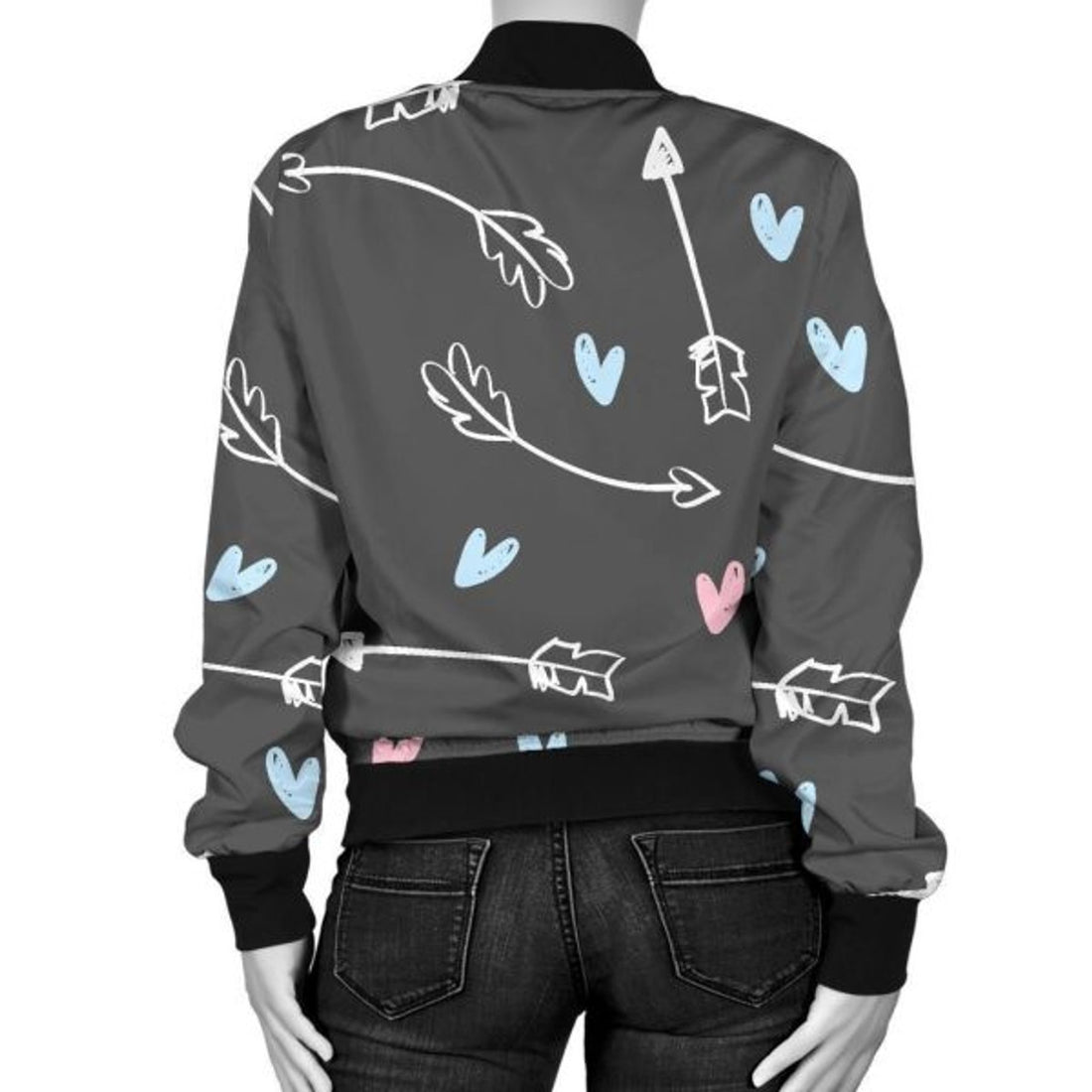 FUNSTUFFPRINT Archery Heart Pattern Print Women Casual 3D Bomber Jacket