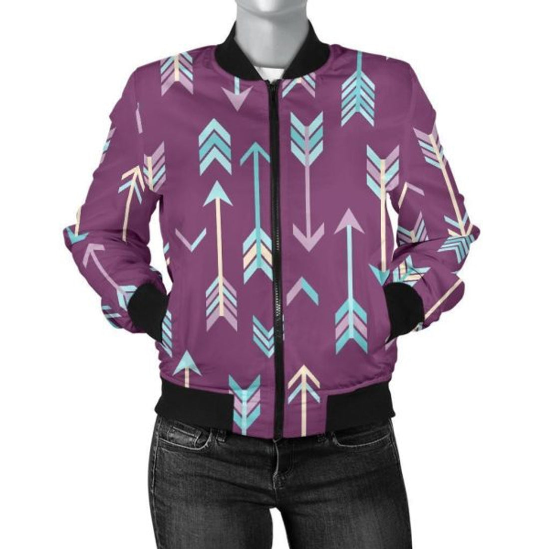 FUNSTUFFPRINT Archery Print Pattern Women Casual 3D Bomber Jacket