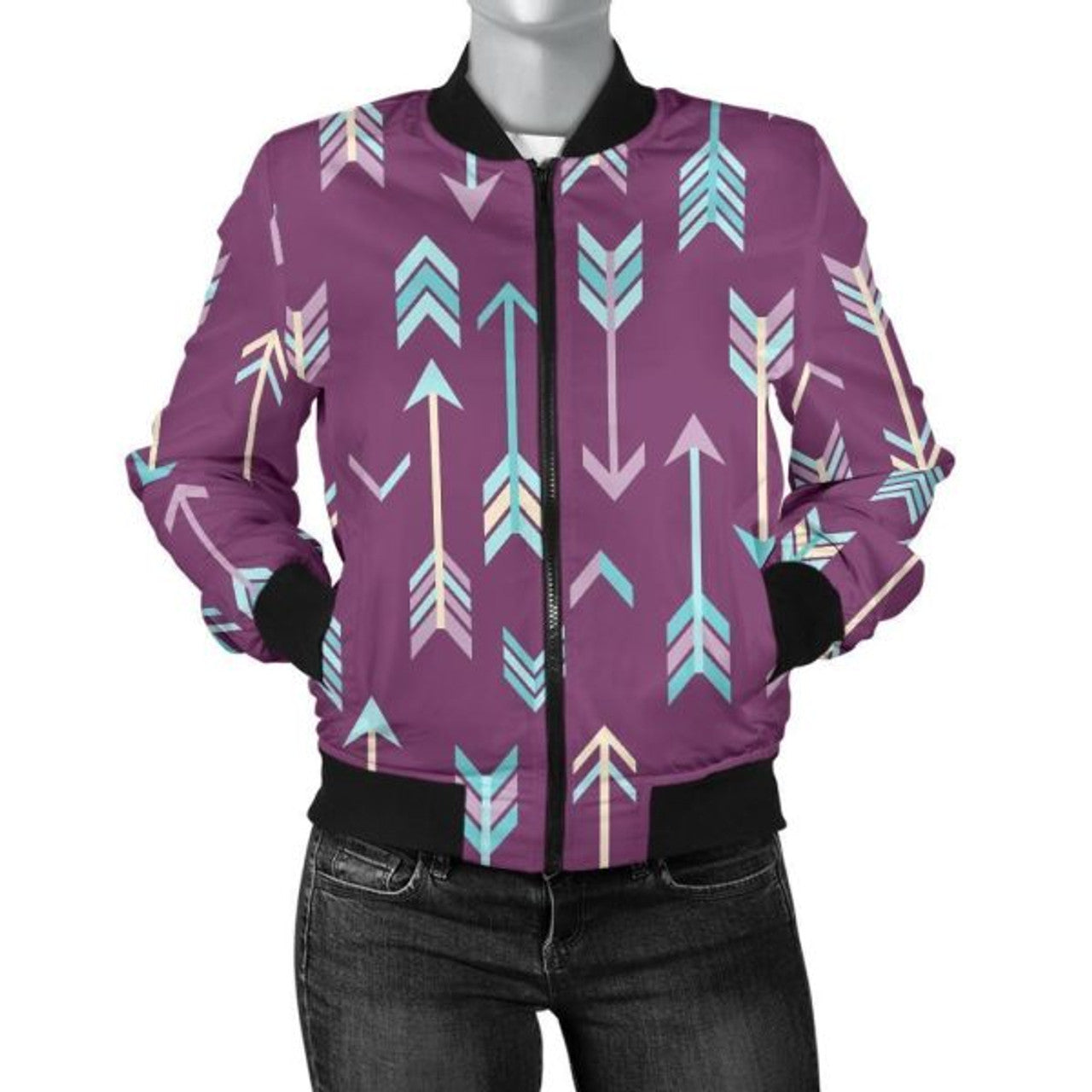 FUNSTUFFPRINT Archery Print Pattern Women Casual 3D Bomber Jacket