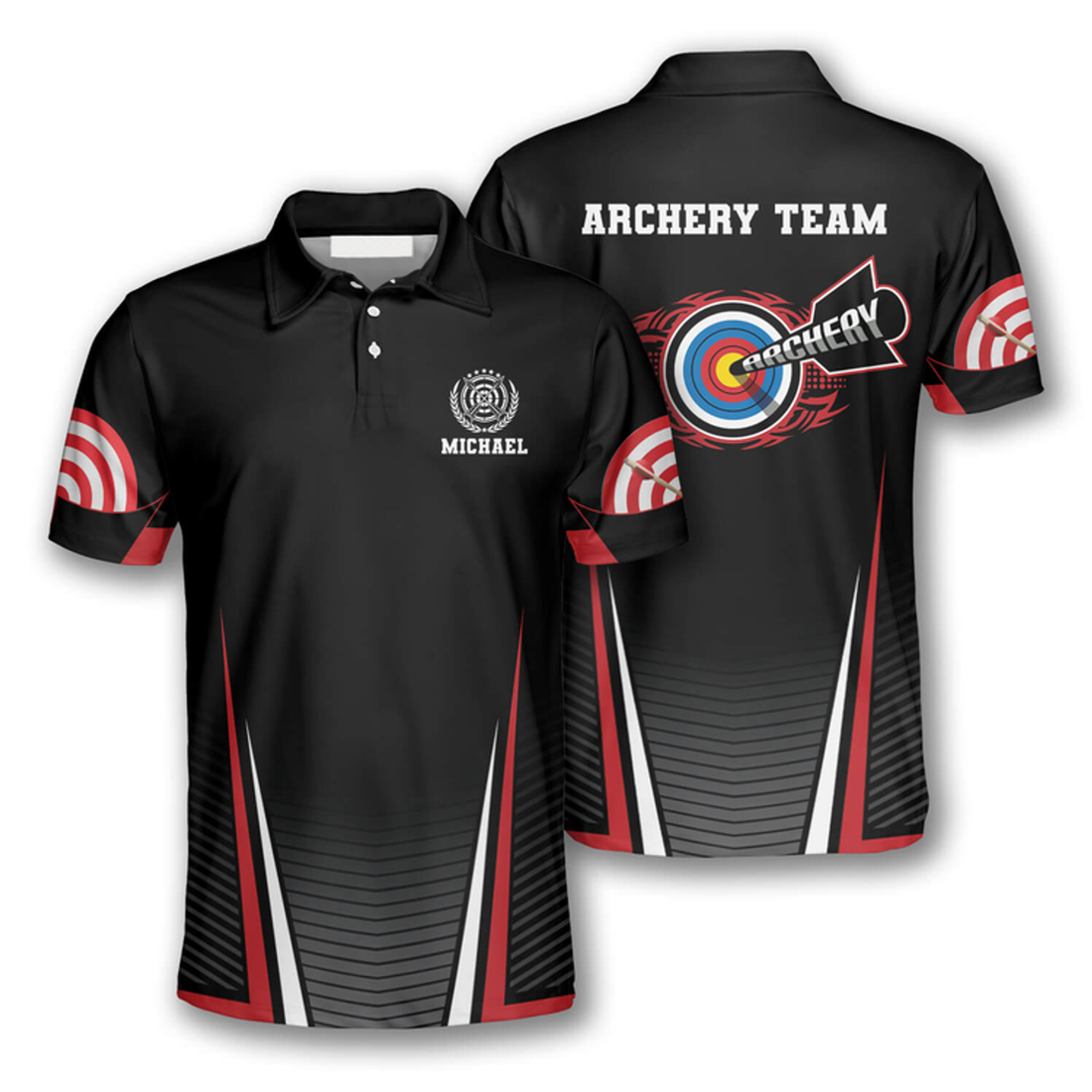 Custom Red Black Net Pattern Custom Archery Shirts For Men, Uniform For Team Archery