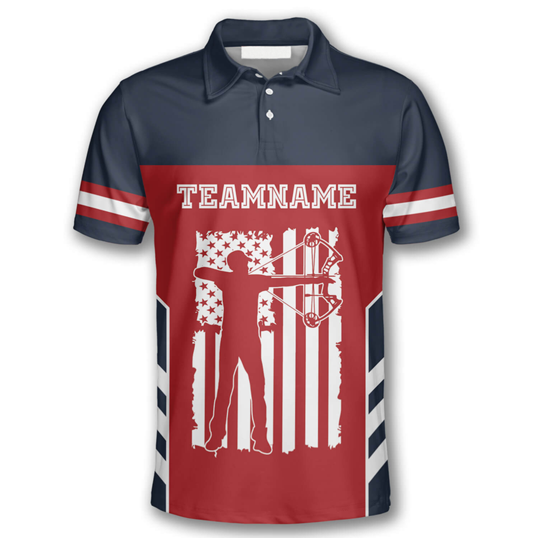 Custom Skull Flag Red Navy Custom Archery Shirts For Men, Skull Shirt, Archery Skull Shirt