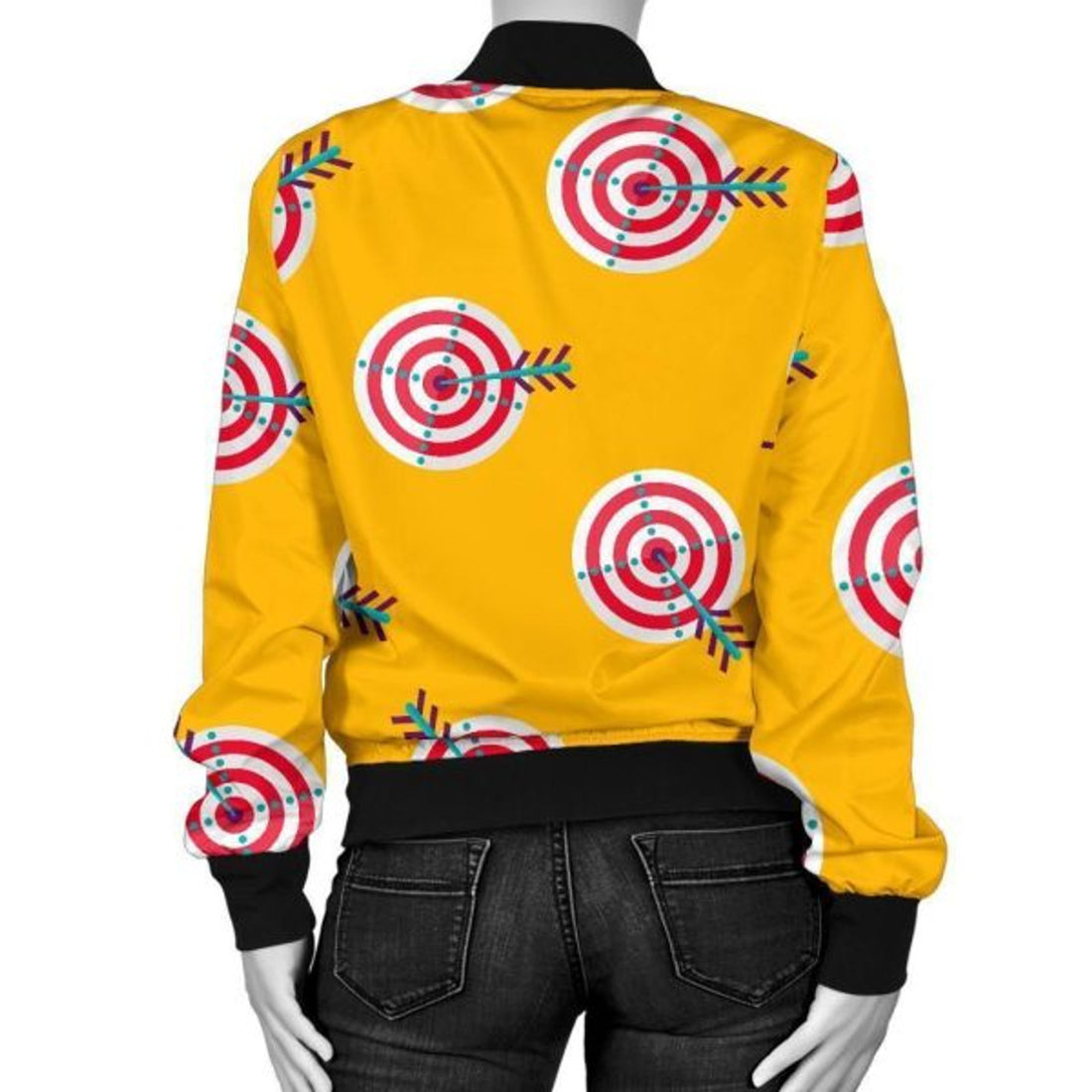 FUNSTUFFPRINT Archery Targets Pattern Print Women Casual 3D Bomber Jacket