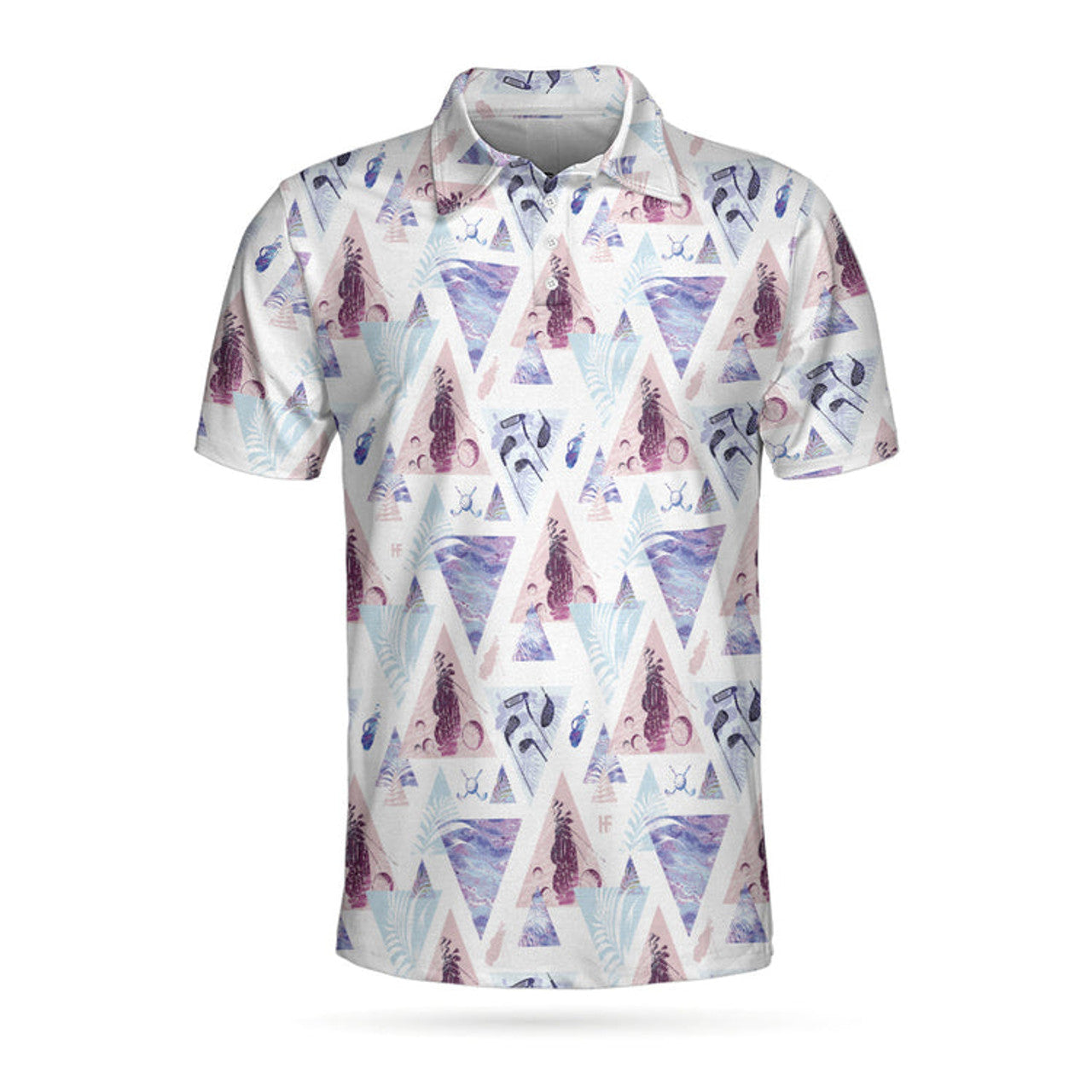 Geometric Triangle Pattern Short Sleeve Golf Polo Shirt, Are You Looking At My Putt Polo Shirt, Funny Golf Shirt For Men