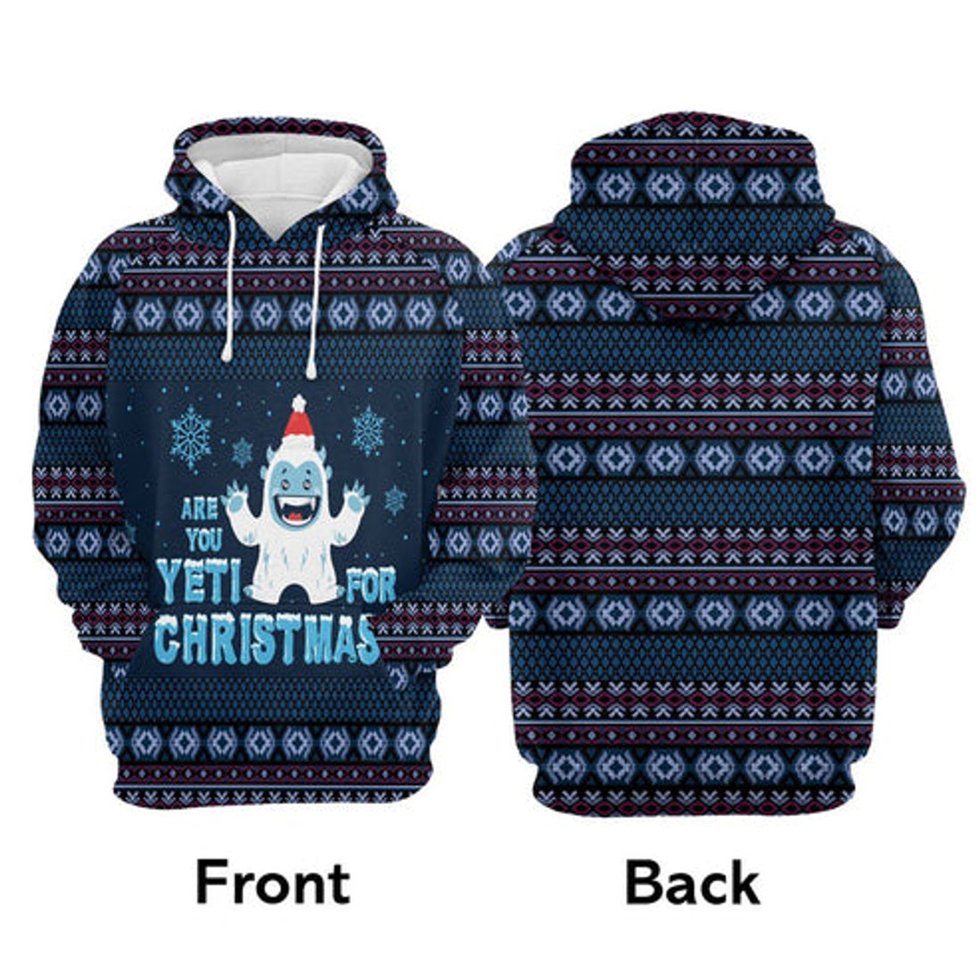 FUNSTUFFPRINT 3D Are You Yeti For Christmas All Over 3D Hoodie and Zip Hoodie