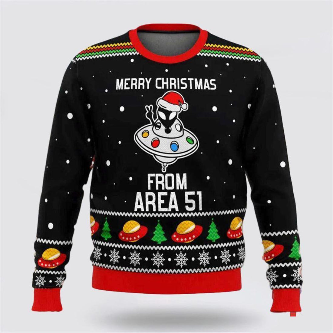 FUNSTUFFPRINT Area Aliens Ugly Sweater Merry Xmas Festive Design - Christmas Gifts For Frends Ugly Sweater