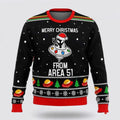 FUNSTUFFPRINT Area Aliens Ugly Sweater Merry Xmas Festive Design - Christmas Gifts For Frends Ugly Sweater