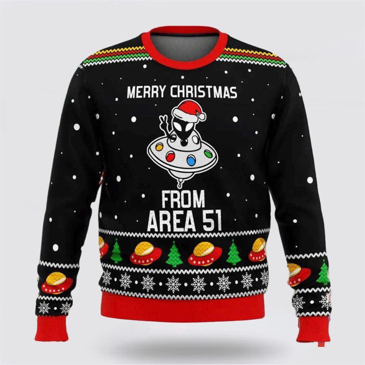FUNSTUFFPRINT Area Aliens Ugly Sweater Merry Xmas Festive Design - Christmas Gifts For Frends Ugly Sweater