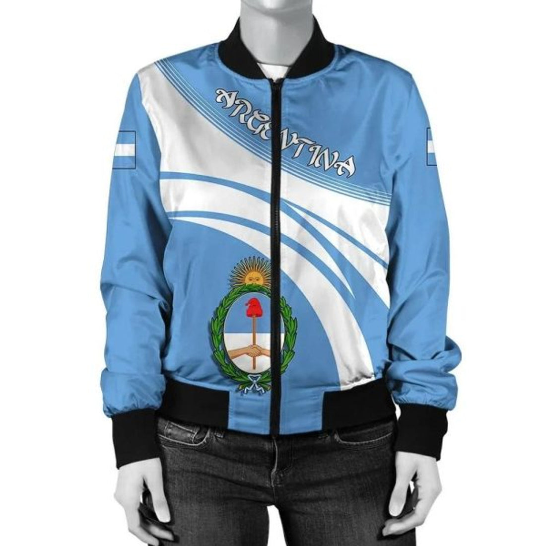 FUNSTUFFPRINT Argentina Coat Of Arms Women Bomber Jacket Cricket 3D Bomber Jacket