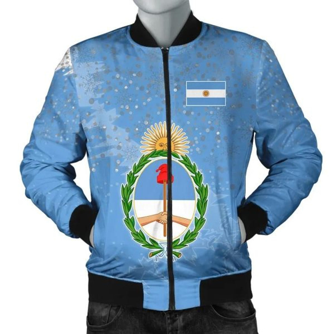 FUNSTUFFPRINT Argentina Of The Congo Christmas Coat Of Arms Men Bomber Jacket Style 3D Bomber Jacket