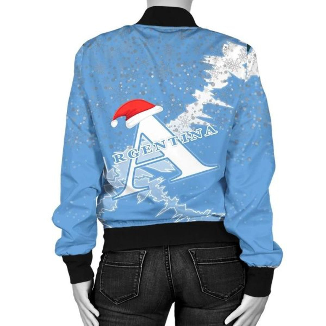 FUNSTUFFPRINT Argentina Of The Congo Christmas Coat Of Arms Women Bomber Jacket Style 3D Bomber Jacket
