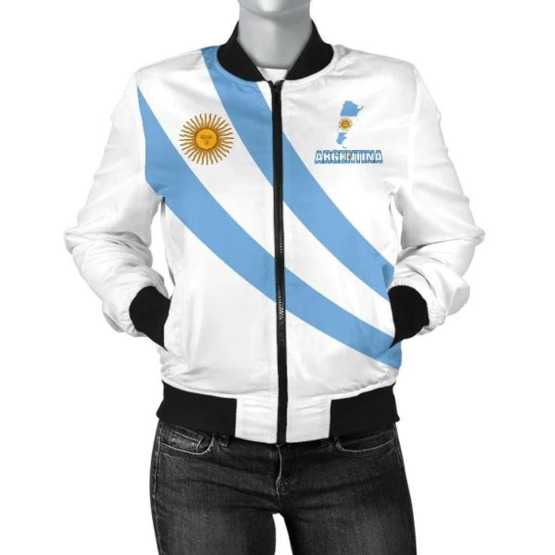 FUNSTUFFPRINT Argentina Special Flag Women's Bomber Jacket 3D Bomber Jacket