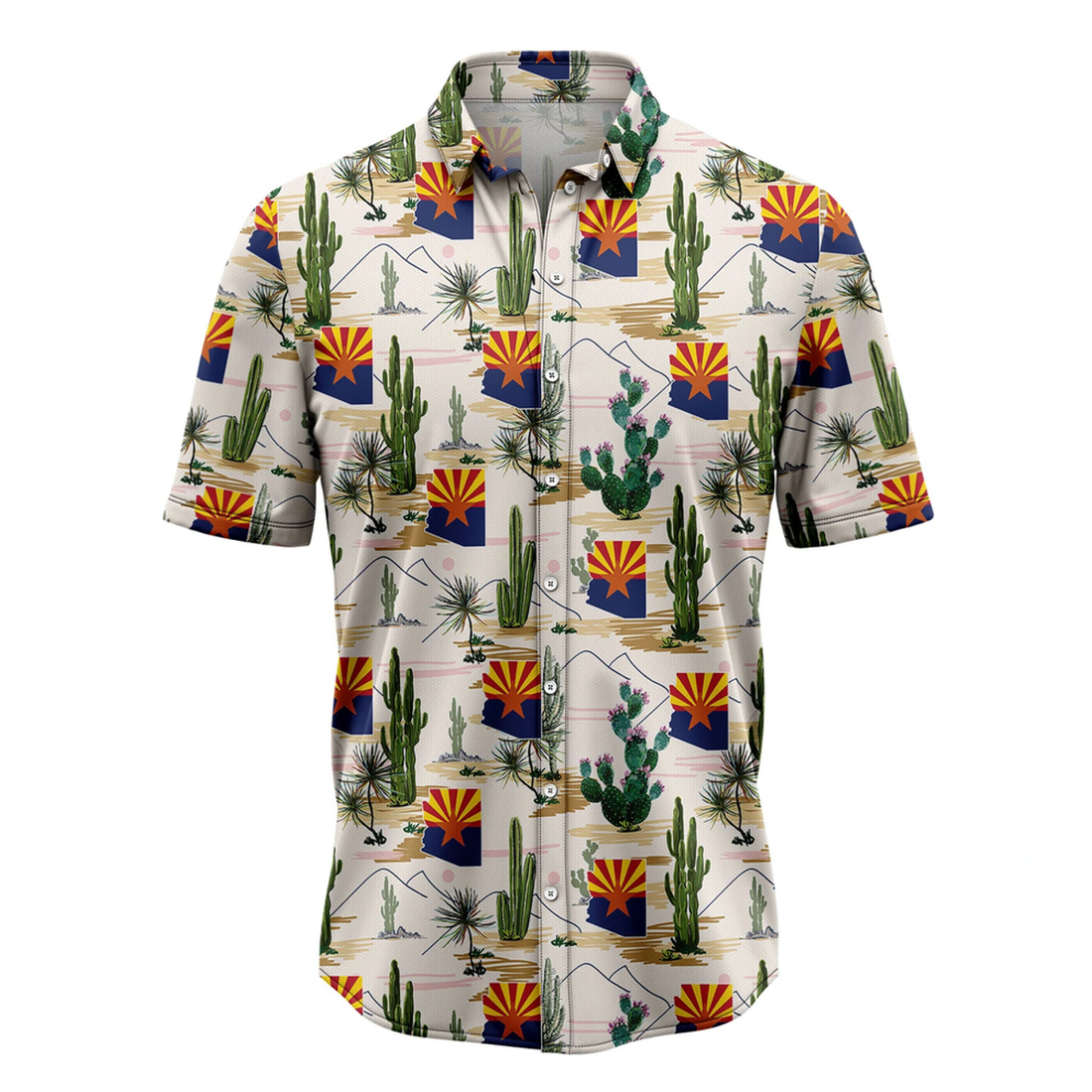 Arizona Cactus Hawaiian Shirt, Summer Hawaiian Shirts for Men, Aloha Beach Shirt