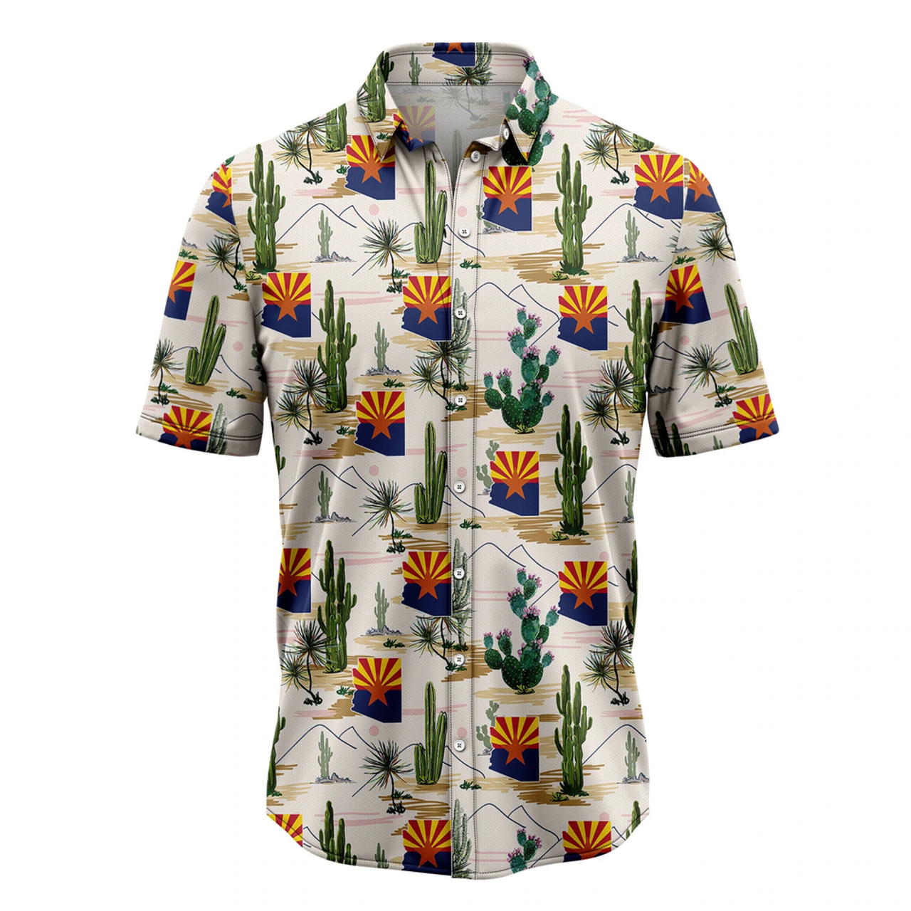Arizona Cactus Hawaiian Shirt, Summer Hawaiian Shirts for Men, Aloha Beach Shirt