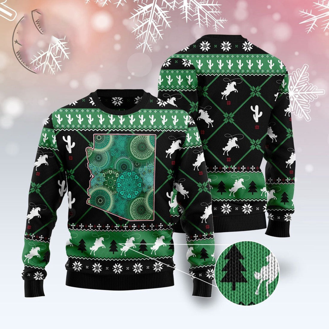 FUNSTUFFPRINT Arizona Usa Symbols Pattern Ugly Christmas Sweater, Christmas Sweater, Ugly Sweater, Funny Xmas Sweaters Ugly Sweater