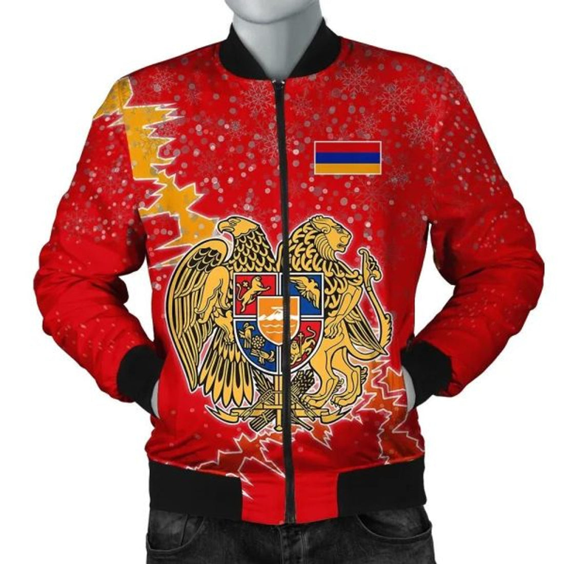 FUNSTUFFPRINT Armenia Christmas Coat Of Arms Men Bomber Jacket Style 3D Bomber Jacket