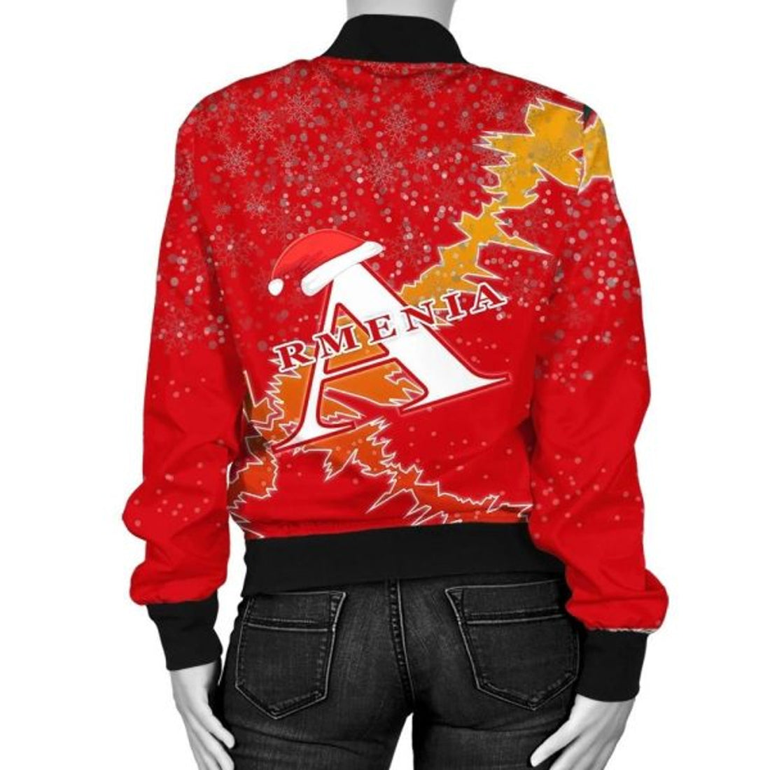 FUNSTUFFPRINT Armenia Christmas Coat Of Arms Women Bomber Jacket Style 3D Bomber Jacket