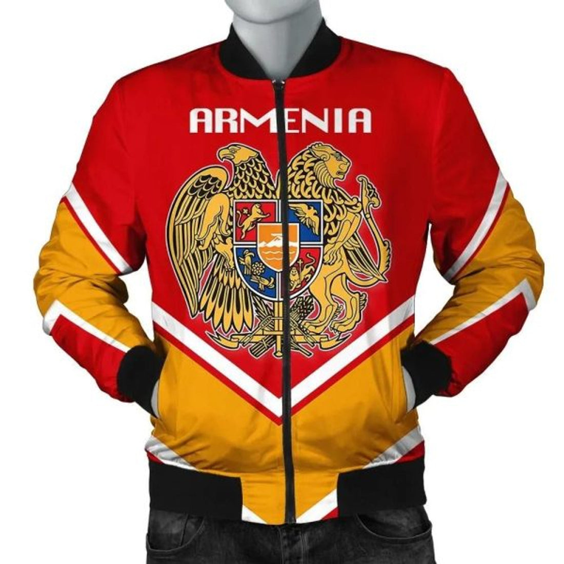 FUNSTUFFPRINT Armenia Coat Of Arms Men Bomber Jacket Lucian Style 3D Bomber Jacket