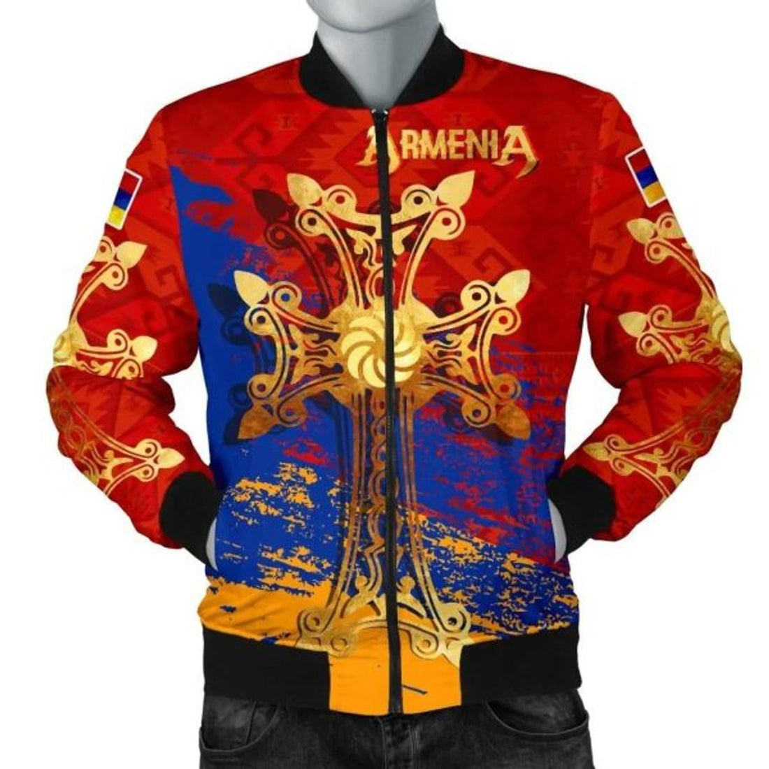 FUNSTUFFPRINT Armenia Khachkar, Armenian Cross Special Men's Bomber Jacket 3D Bomber Jacket