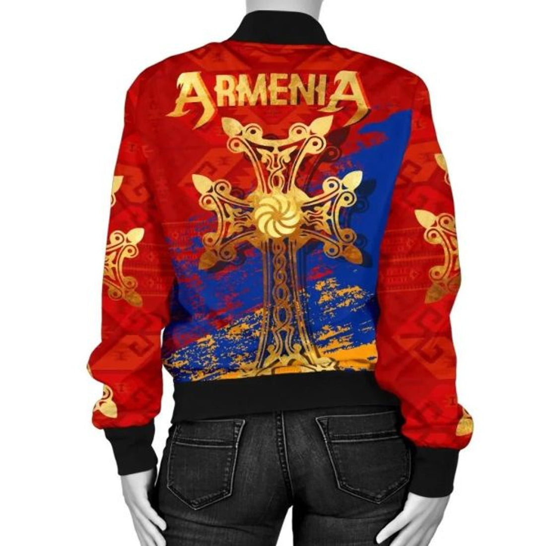 FUNSTUFFPRINT Armenia Khachkar, Armenian Cross Special Women's Bomber Jacket 3D Bomber Jacket