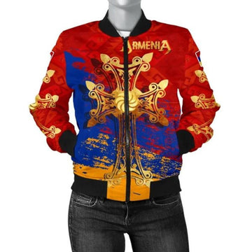 FUNSTUFFPRINT Armenia Khachkar, Armenian Cross Special Women's Bomber Jacket 3D Bomber Jacket