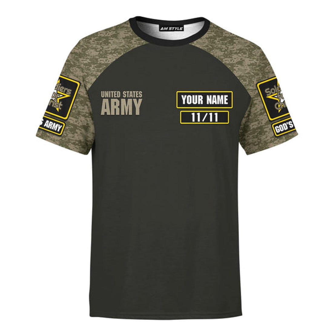 FUNSTUFFPRINT Army Of God God Bless Our Veterans - Christian 3D T-shirt