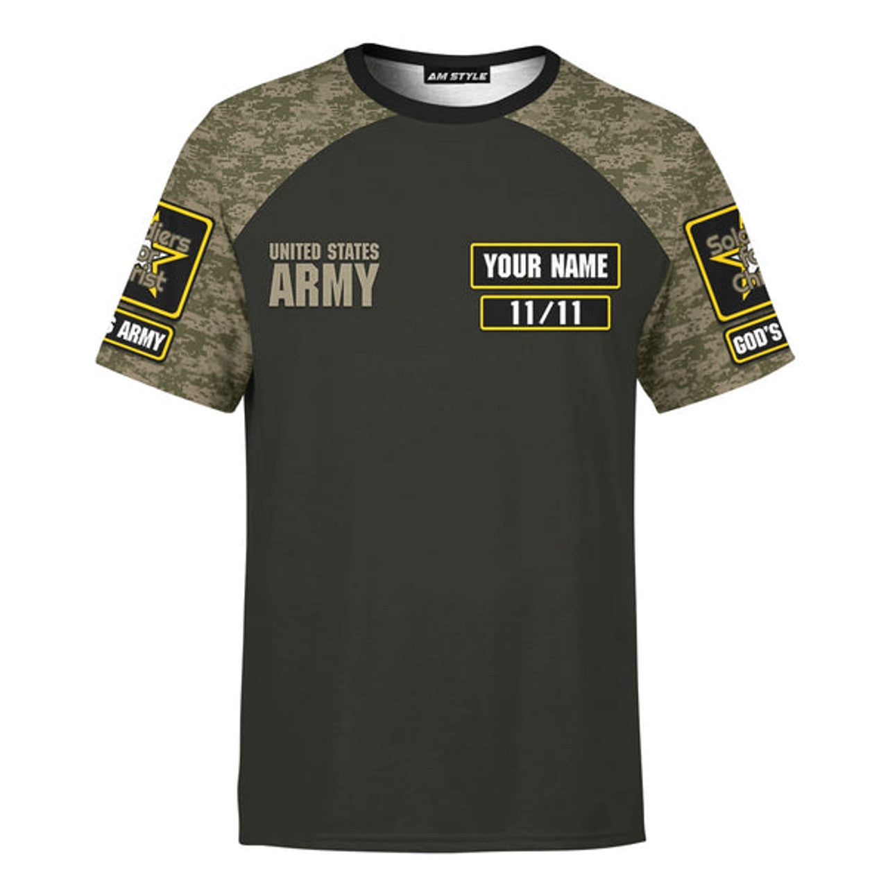 FUNSTUFFPRINT Army Of God God Bless Our Veterans - Christian 3D T-shirt