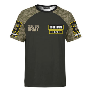 FUNSTUFFPRINT Army Of God God Bless Our Veterans - Christian 3D T-shirt