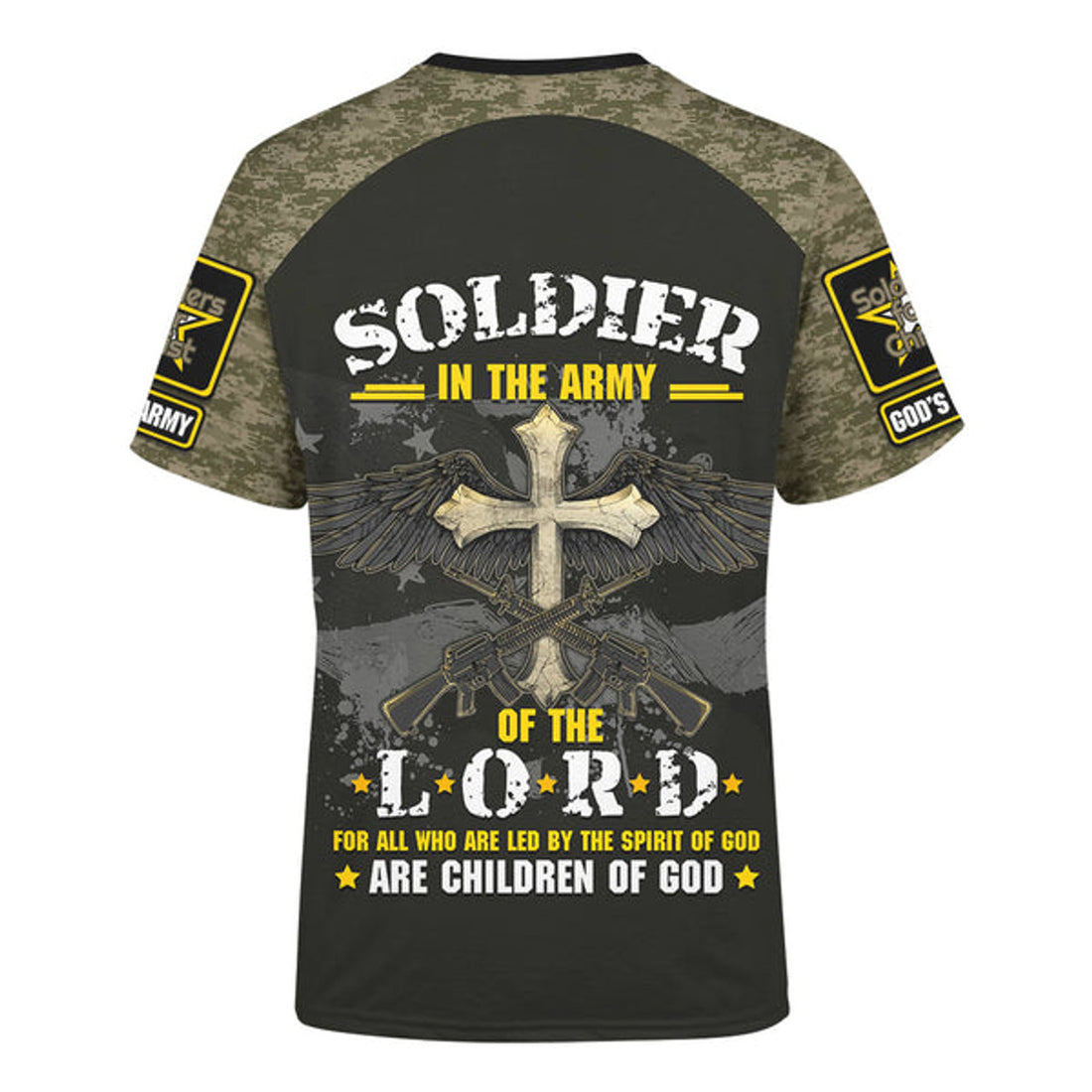 FUNSTUFFPRINT Army Of God God Bless Our Veterans - Christian 3D T-shirt