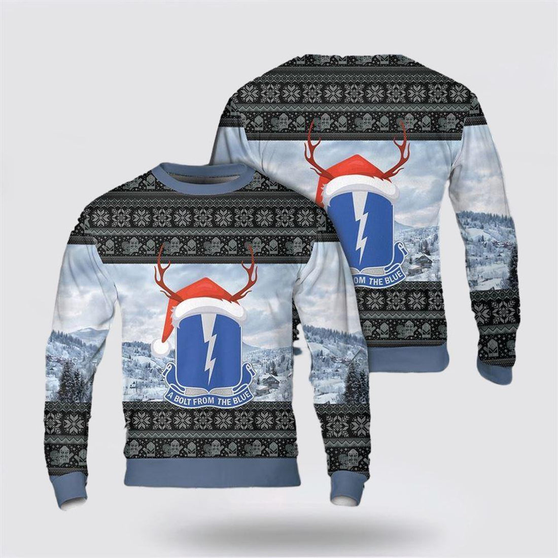 FUNSTUFFPRINT Army Sweater, US Army 550th Parachute Airborne Infantry Regiment Christmas Sweater  Ugly  Sweater