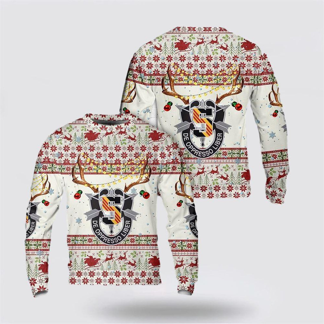 FUNSTUFFPRINT Army Sweater, US Army 5th Special Forces Group (5th SFG) Christmas Sweater  Ugly  Sweater