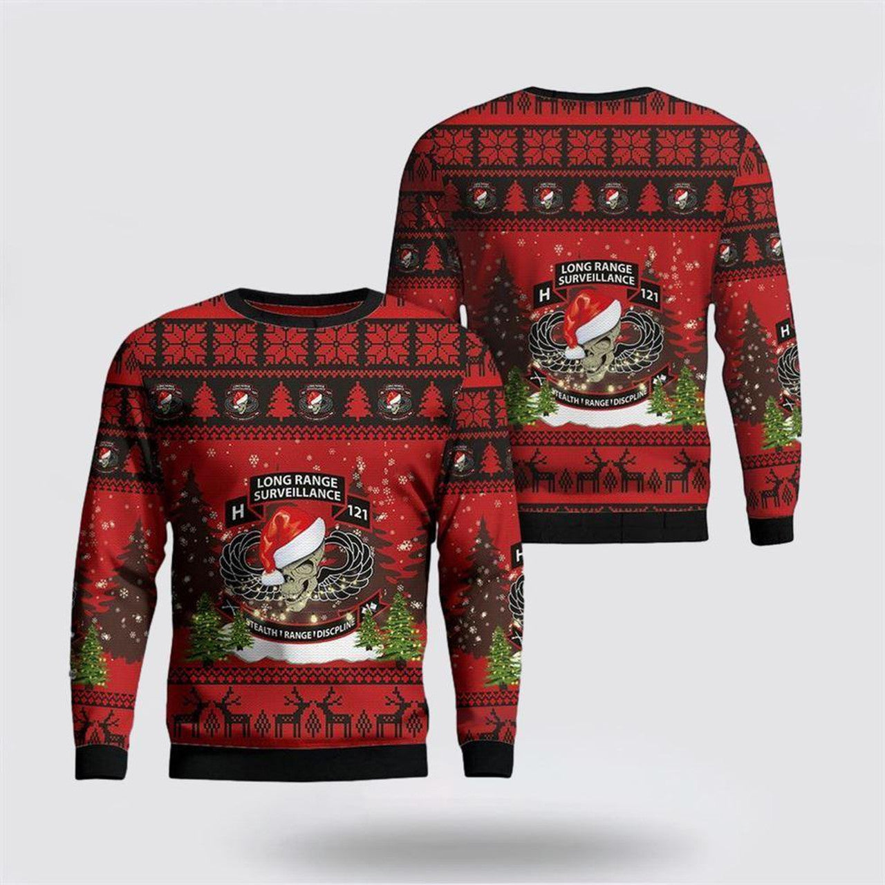 FUNSTUFFPRINT Army Sweater, US Army H121 Long Range Surveillance Christmas Sweater Ugly Sweater