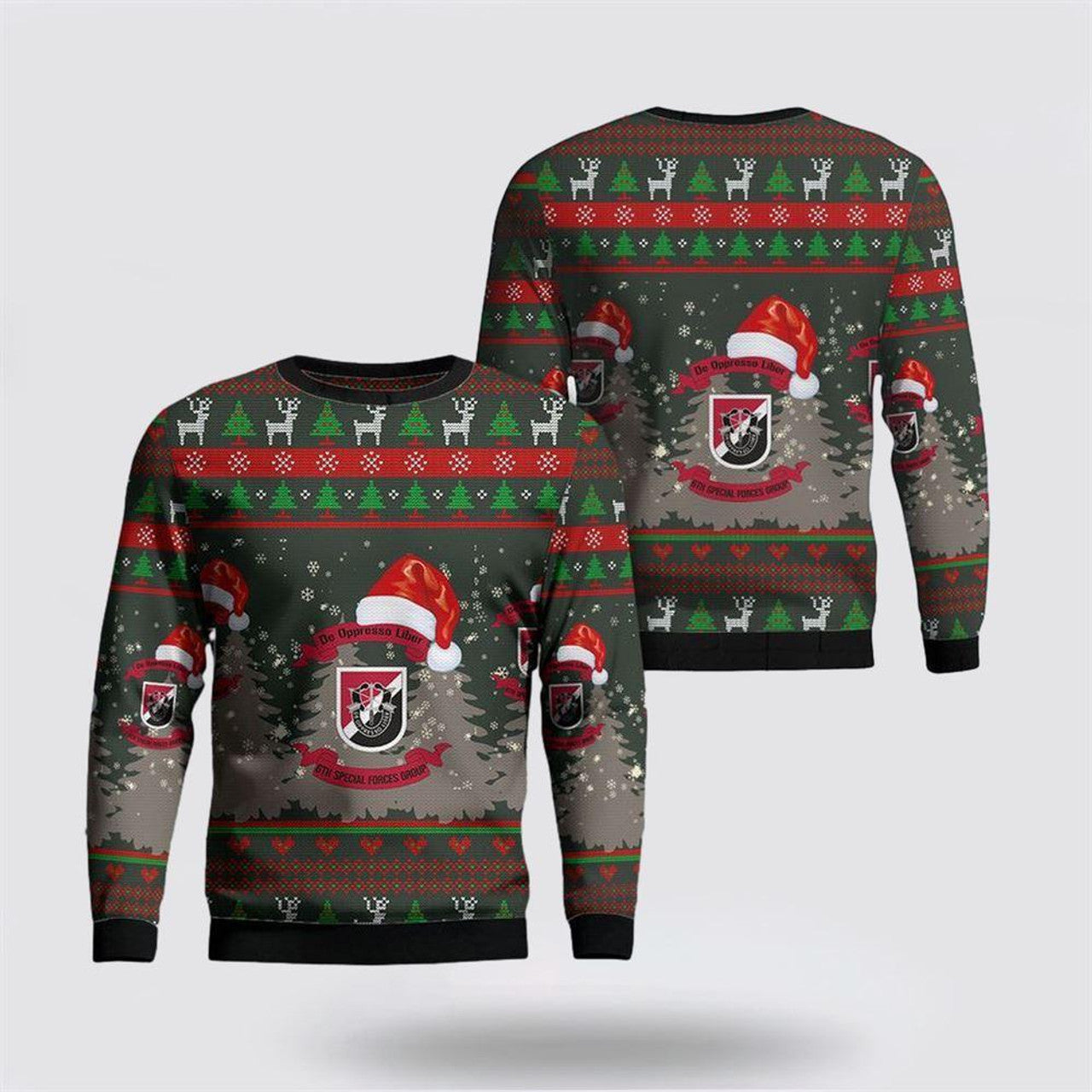 FUNSTUFFPRINT Army Sweater, US Army Special 6th Special Forces Group (6th SFG)(A) Christmas Sweater Ugly Sweater