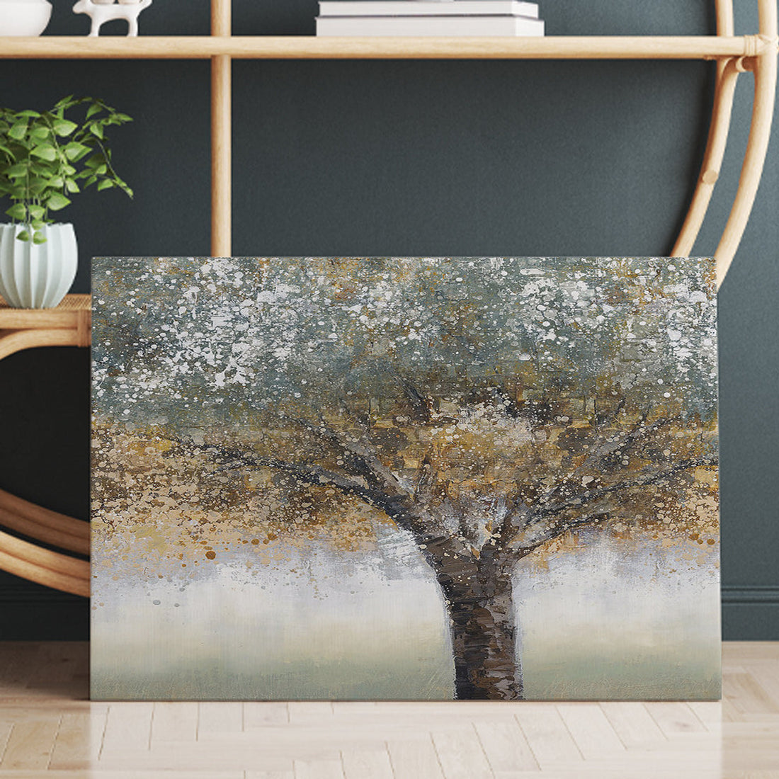 Tree Oil Painting Gold Abstract Art On Canvas Prints And Poster