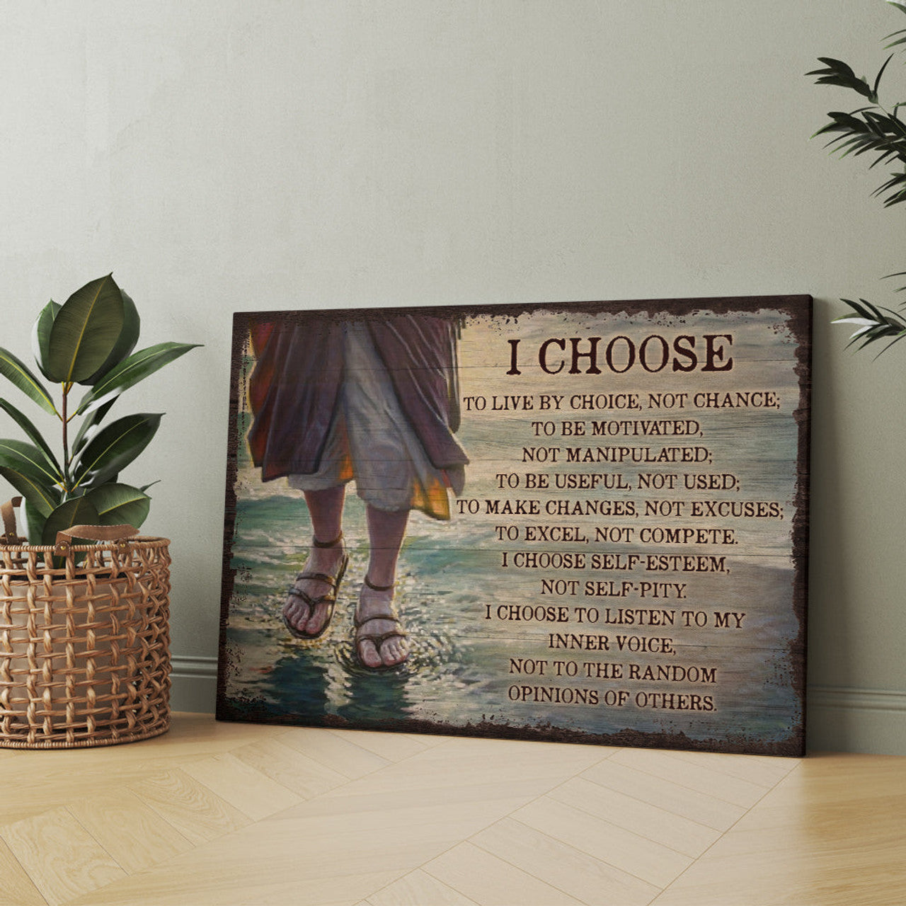 I Choose To Live By Choice Not By Chance To Be Motivated Jesus Walking On The Water Canvas Prints