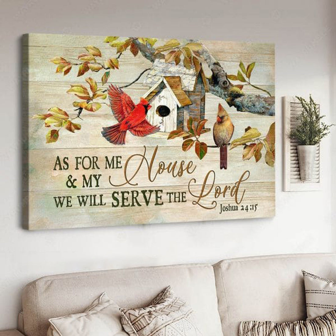 As For Me And My House We Will Serve The Lord, Cardinal Bird Poster and Canvas