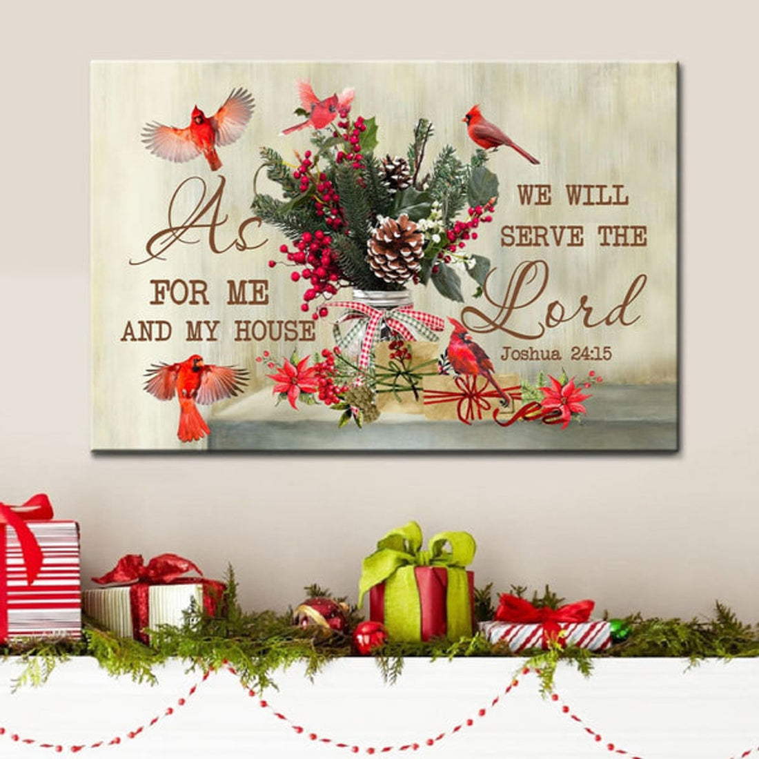 As For Me And My House Joshua 2415 Christmas Canvas Wall Art - Christian Canvas - Faith Canvas